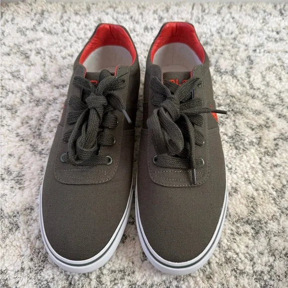 Polo by Ralph Lauren Men's deep Olive and Orange assents Sneakers - Picture 6 of 6